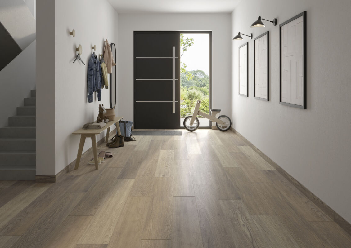 Schick, wohnlich und robust: Holzoptikfliesen