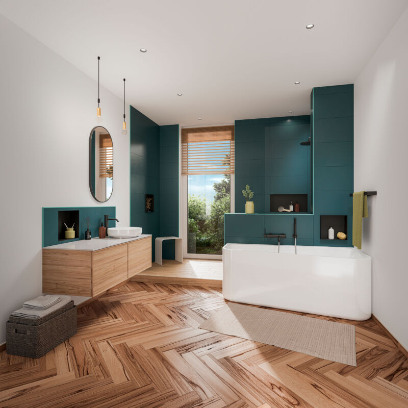 Badezimmer mit eleganter Nischenlösung