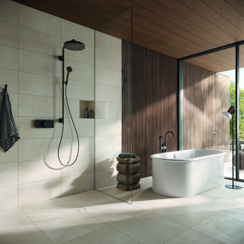 Keramische Fliesen verstärken als hervorragende Wärmeleiter die Effizienz einer Fußbodenheizung. Mit robusten Oberflächen und hochwertigem Design sind sie außerdem ökologisch, weil über Jahrzehnte nutzbar. Foto: Deutsche Fliese/Steuler/akz-o